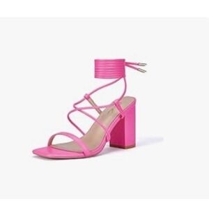 Hot Pink Lace Up sexy Block Heel Strappy Sandals Women US Size 8 NIB